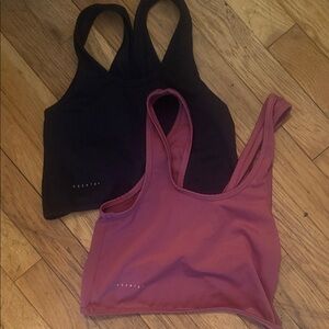 AGENT84 made in L.A. Black and Mauve Sports Bras/crop tops size Small EUC